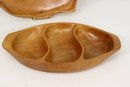 Vintage Three Section Leaf Bowl And Apple Leaf Tray By Kowoon Wood Arts