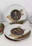 Group Of Annapolis-style Abstract Drip And Sponge Vitreous Glaze Pottery Plates And Bowl