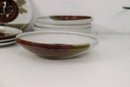 Group Of Annapolis-style Abstract Drip And Sponge Vitreous Glaze Pottery Plates And Bowl
