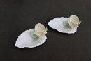 Group Of 8 Porcelain Rose And Petal Candle Holders