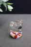 Millefiore Style Blown Glass Elephant AND Hand Blown Glass Mama Bird And Chick Figurines