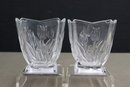 Three Studio Crystal By Studio Silversmiths Embossed Glass Bud Vases ( Japan)