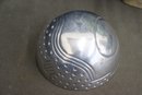 Post-Modern  Dimpled And Striped Metal Alloy Small Decorative Bowl