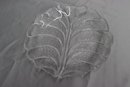 Pair Of Vintage Orrefors Sweden Crystal Glass Cabbage Leaf Plates And  Bowl Fleur By ARCOROC