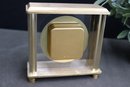 Group Lot: Bulova (Sm) And Seiko (Lg) Glass And Brushed Brasstone Cased Mantle/Desk Clocks