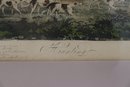 Framed Vintage Color Repro Of Plate 4 Fox Hunting Engraving By Sutherland