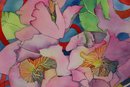 Framed Exuberant Floral Watercolor Print, Signed R. Domenico LR