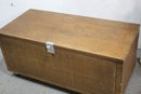 Vintage  Walnut And Cane Panel Blanket Chest On Casters