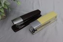 Pair Of ACCO 20 Vintage Yellow & Brown  With Chrome 1970's Desk Stapler Made In USA, Chicago