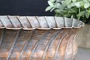 Vintage Weathered Copper Plated Jardiniere Planter With Brass Lion Feet