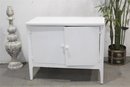Vintage White Painted Wood Two Door Cabinet