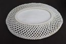 Portuguese Ceramic Round Reticulated Basket And Spanish Ceramic Oval Woven Basket