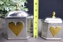 Lenox Kirk Stieff Pewter Large And Small Gold-tone Heart Octagonal Trinket Boxes