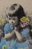 Framed Girl With Flowers Color Lithograph Arthur Sarnoff (signed Saron)