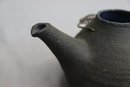 Black Stoneware Kyusu Teapot With Blue Glazed Interior