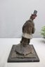 Artisan Clown Riding A Tortoise Plaster And Clay Sculpture, Signed Wolf