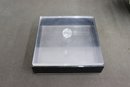 Transparent Top And Bottom Black Sided Lucite Box With Spherical Handle