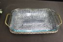 Three Woven Aluminum Baker Presentation Table Baskets - Two With Pyrex Inserts