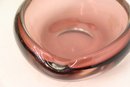 Vintage Cranberry Hand Blown Art Glass Two Dimple Bowl, Or Ash Tray