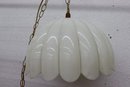 Two Vintage Fluted Dome Molded White Acrylic  Pedant Lights