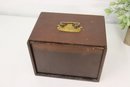 Vintage Walnut Mahjong Chest With Bronze Handle And Pulls