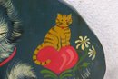Group Lot Of Folk Art Hand-Painted Wooden Cats And A Goose