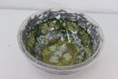 Acrylic Salad Bowl And Server Set - Middle Layered With Flower, Seed, And Herb Decoration