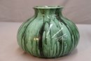 Vintage Green Flamed And Lustre Overglazed Stoneware Gourd Vase With Mark Underneath But Illegible
