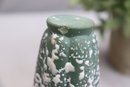 Vintage MCM Mottled Green And White Textured Quash Blossom Vase