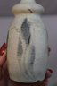 Vintage Lee Keramik Stoneware Vase In Barrel Form With Nipple Finial And Abstract Black/cream Motif