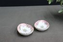 Two Gold Rim And Enamel Flower Egg Shaped Pin Trays
