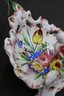 Vintage Hand-Painted Italian Porcelain Display Bowl With Cherub &  Flowers
