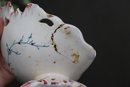 Vintage Hand-Painted Italian Porcelain Display Bowl With Cherub &  Flowers