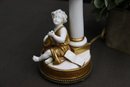 Lute Playing Cherub White And Gold Brass Base Table Lamp