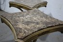 Two Marble Topped Quatrefoil Side Tables