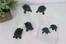 4 Turtles & 2 Frogs Miniature Japanese Painted Cast Iron Amphibian & Reptile Figurines