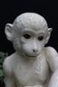 Craft Pottery White Glazed Monkey With Banana Basket Figurine