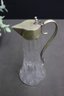 Vintage Sliver Plate And Cut Glass Claret  Water Pitcher