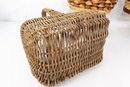 Group Lot Of Woven Wicker , Reed Baskets And Lidded Boxes