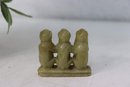 Grouping Of Three (3) Vintage Carved Soapstone Monkey Figurines - Two Trios And A Solo