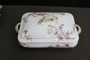 Two Vintage Covered Casseroles: John Maddock & Sons Royal Vitreous AND CFH/GDM France Violets & Gold Trim