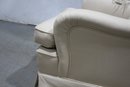 Classic Upholstered Skirted Roll Arm Lounge Chairs