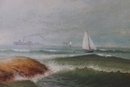 Antique Oil On Canvas Coastal Landscape, Signed LR -canvas Only No Stretcher No Frame