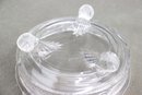 Group Lot Of2  Pressed & Commemorative Glass Plates  And Lidded Candy Jar