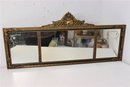 Gilt Gesso And Black Painted Frame Three Panel Buffet Etched Flower Mantel Mirror