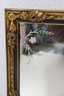 Gilt Gesso And Black Painted Frame Three Panel Buffet Etched Flower Mantel Mirror