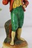Set Of Two Vintage Borghese Italian Chalkware Figurines - Boy With Fruits And Girl With Grapes And Jar