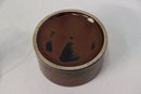 Brown Stoneware Round Trinket Box With Character Finial