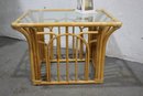 BAMBOO RATTAN Glass Top Side Table