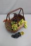 Wicker Grape Basket With Artificial Grape Bunches